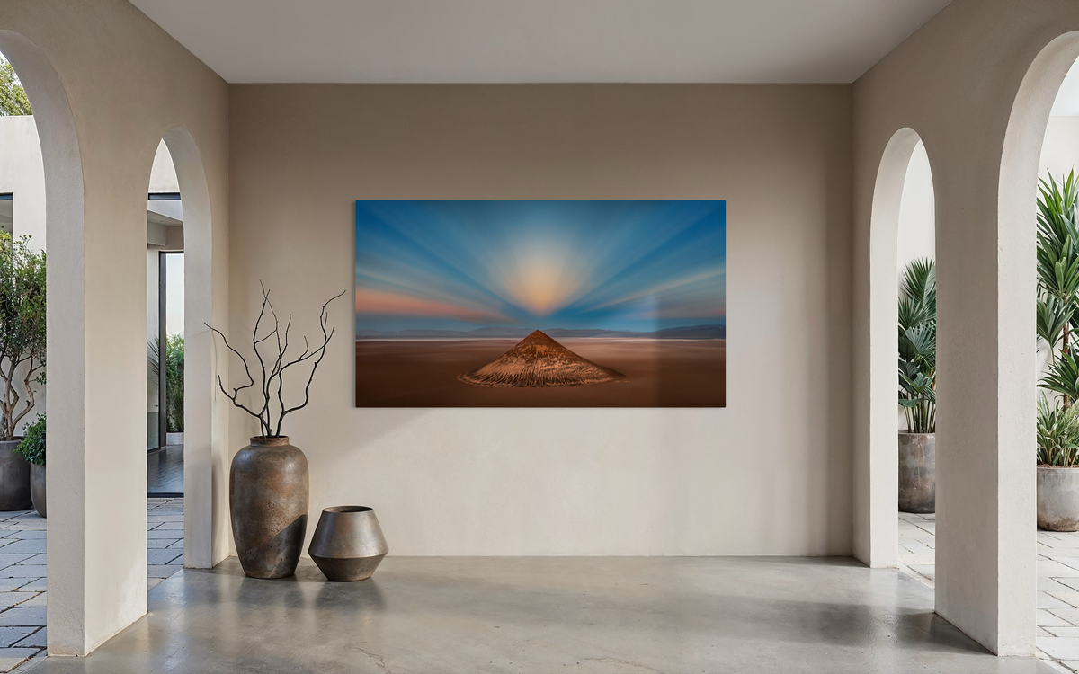 Arita Cone Aerial, La Puna, Argentina shown framed in a room