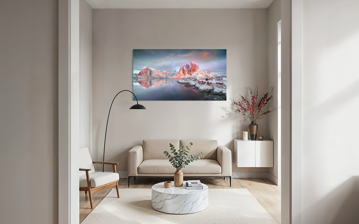 Hamnoy, Lofoten shown framed in a room