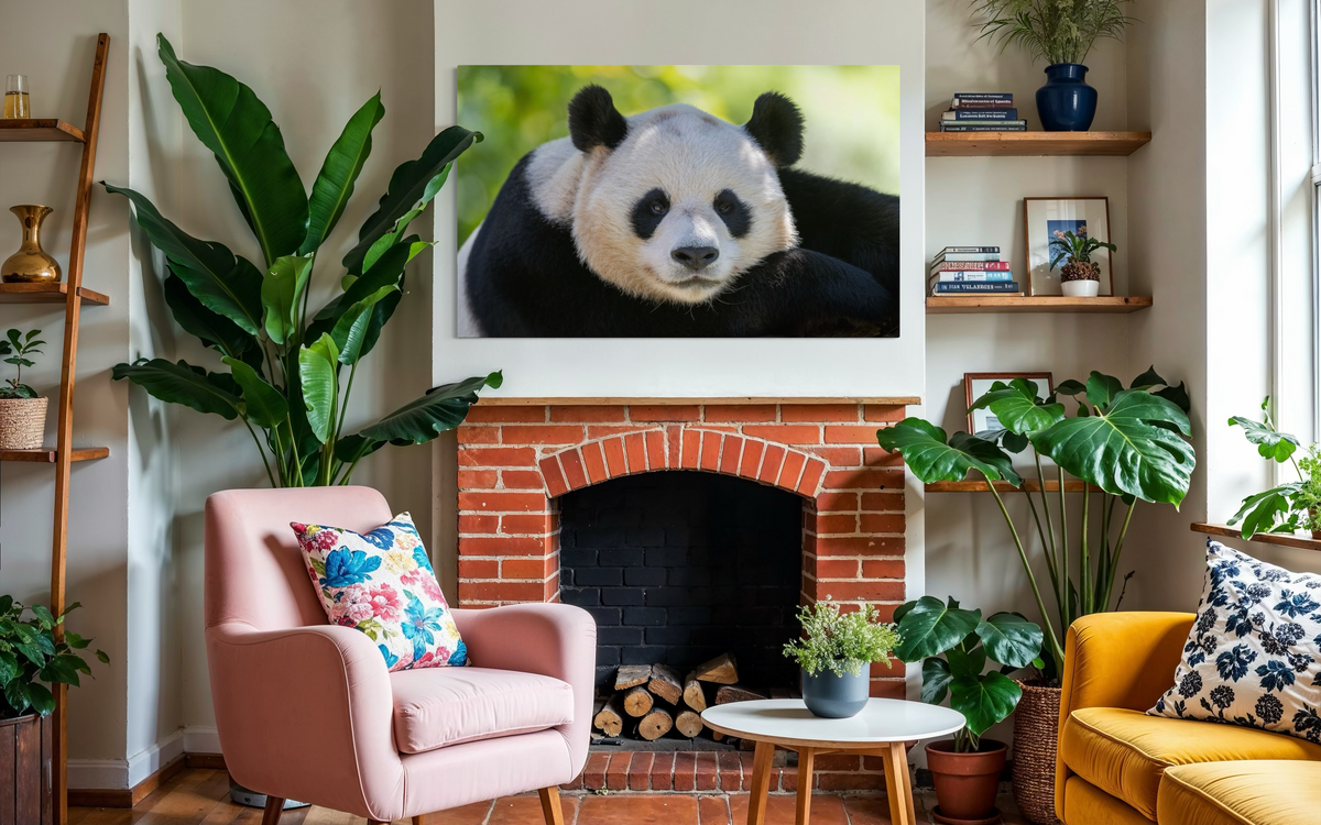 Panda, China shown framed in a room