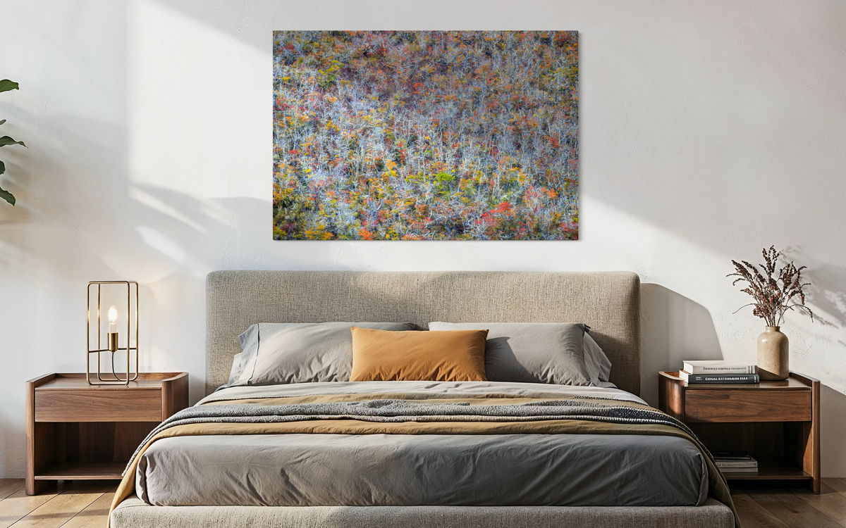 Patagonia in Autumn, Chile shown framed in a room